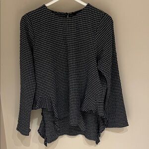 Zara Black and Gray Gingham Blouse. Size US XS